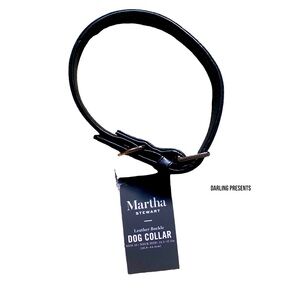 MARTHA STEWART VEGAN LEATHER ENGRAVED BUCKLE COLLAR DOG COLOR BLACK SIZE 16/M